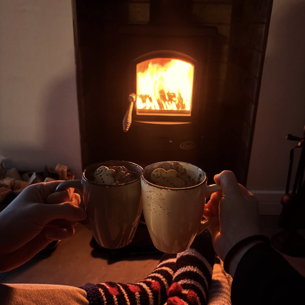log burner fire in cosy holiday cottage